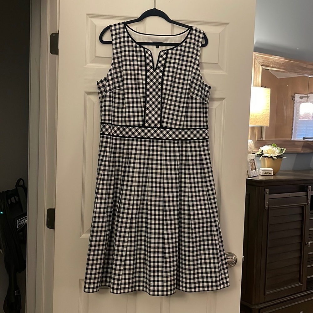 Never worn Talbots black and white checked dress